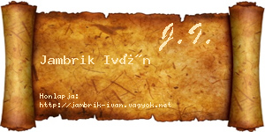 Jambrik Iván névjegykártya