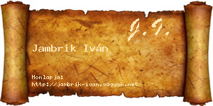 Jambrik Iván névjegykártya